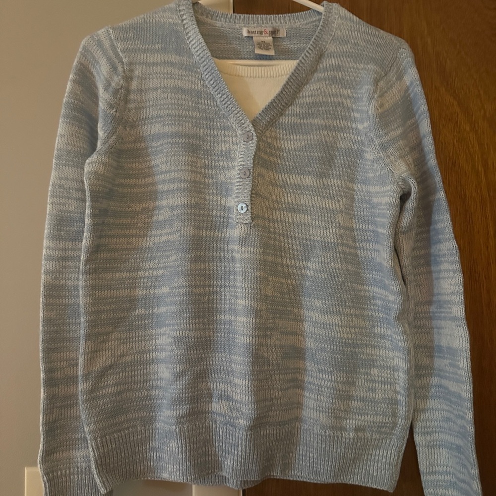 Light Blue V-Neck Women's Sweater